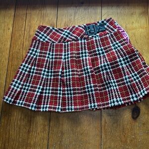 Pleated tweed miniskirt